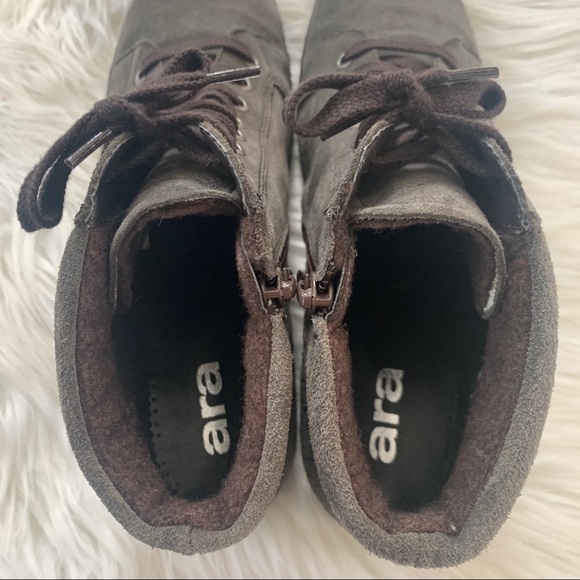 Ara gray suede lace up side zip booties size 7.5 - Picture 6 of 9